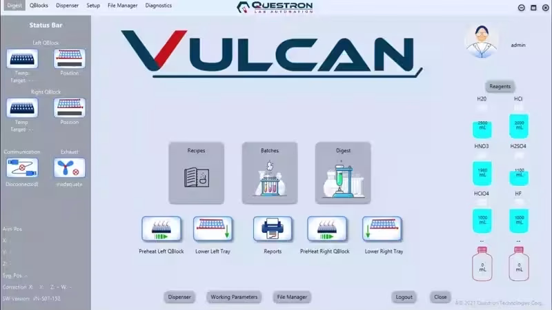 Vulcan drag-and-drop method programming software interface — LIMS and GLP compliant